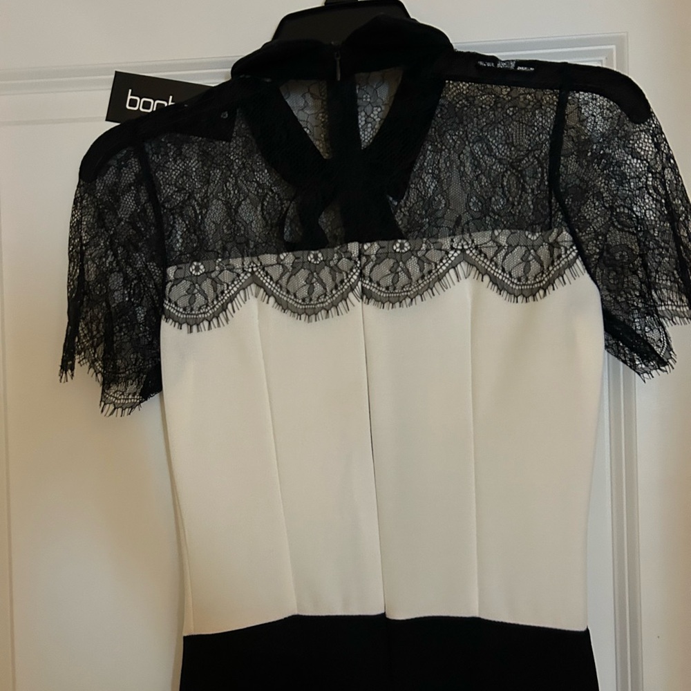 Boohoo Black and White Lace Jumpsuit - Picture 5 of 6